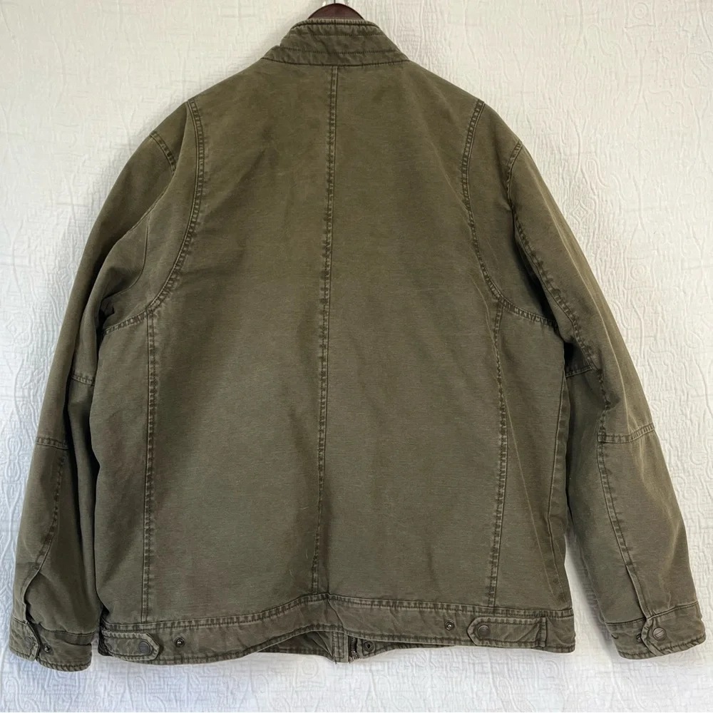 Levis Men XXL Military Field Jacket Green Cotton Canvas Quilt Lined Trucker Coat - Picture 13 of 16